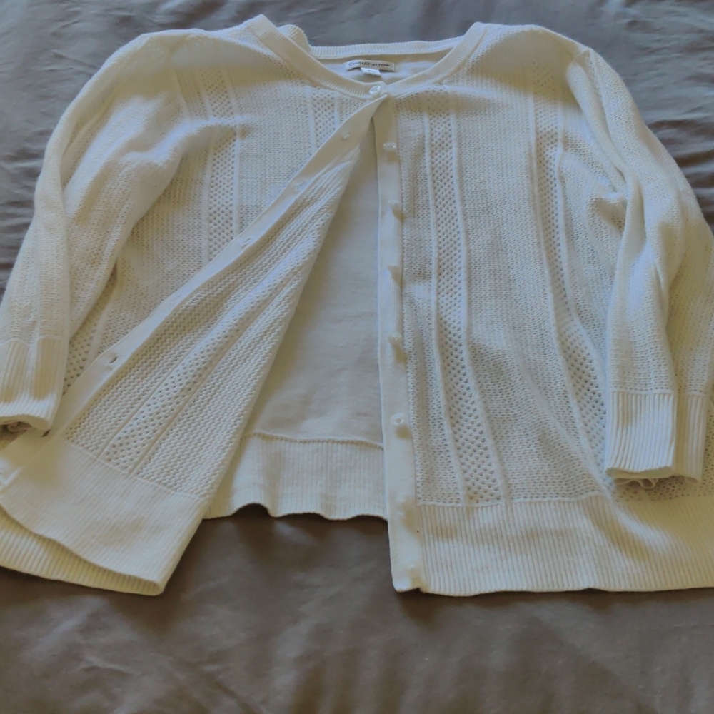 White Croft and Barrow size XL open weave cardigan
